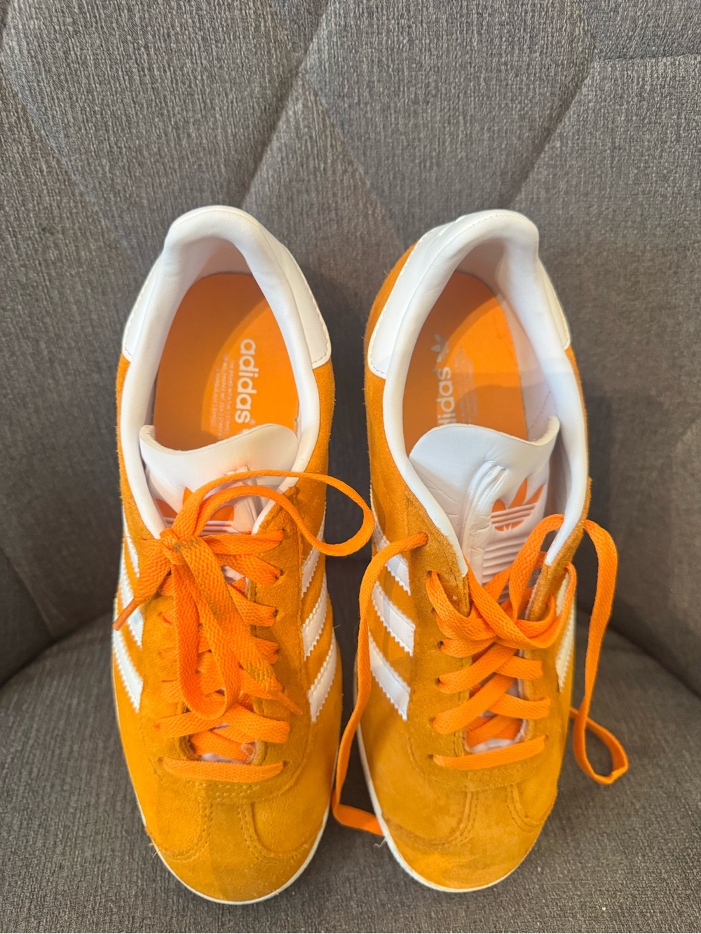 adidas Men’s 6 Orange and White Suede Gazelle Shoes